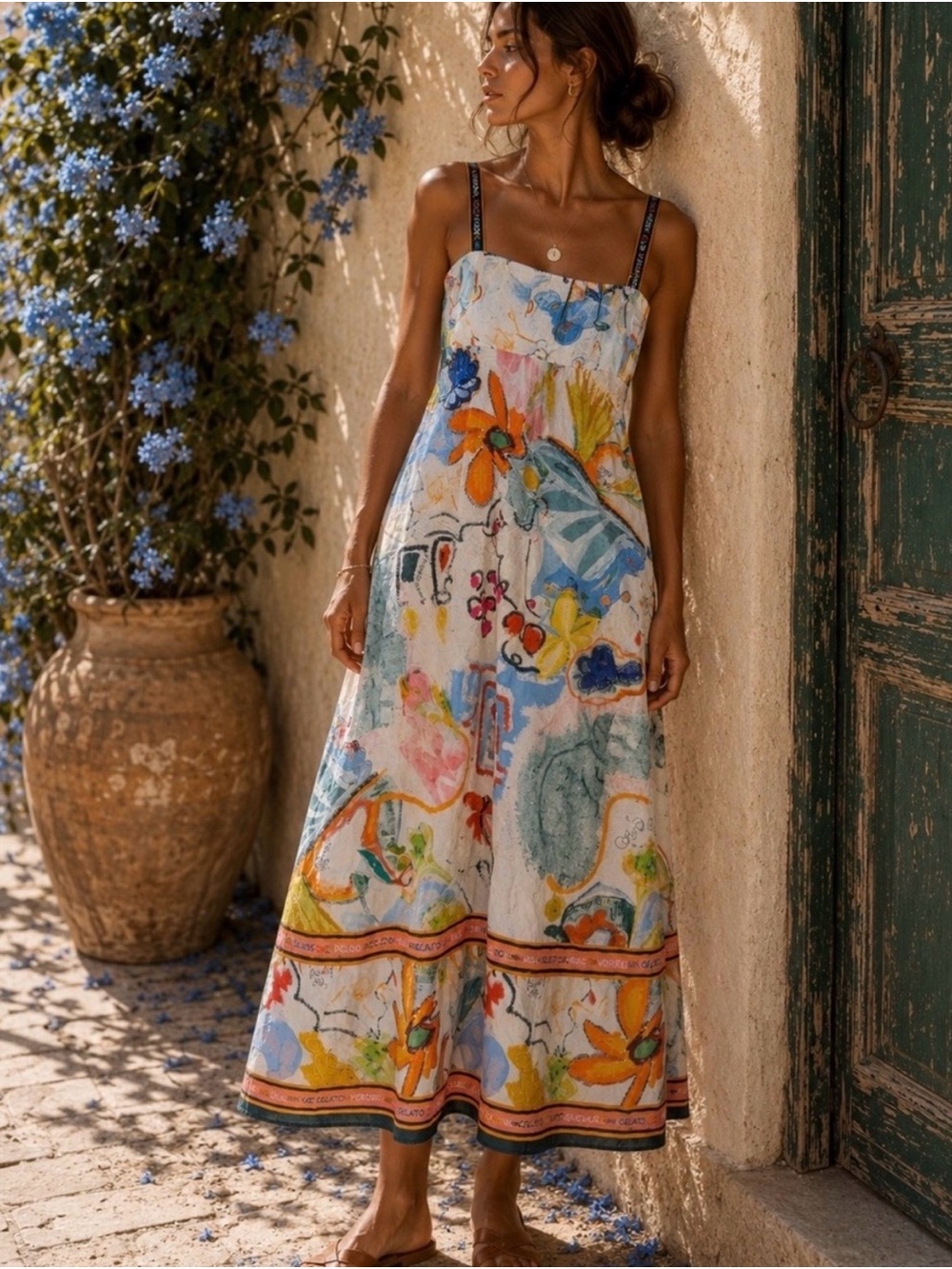 NWT Caroline Constas Máxi
 Floral Gelato Dress with Contrast Straps, Size M